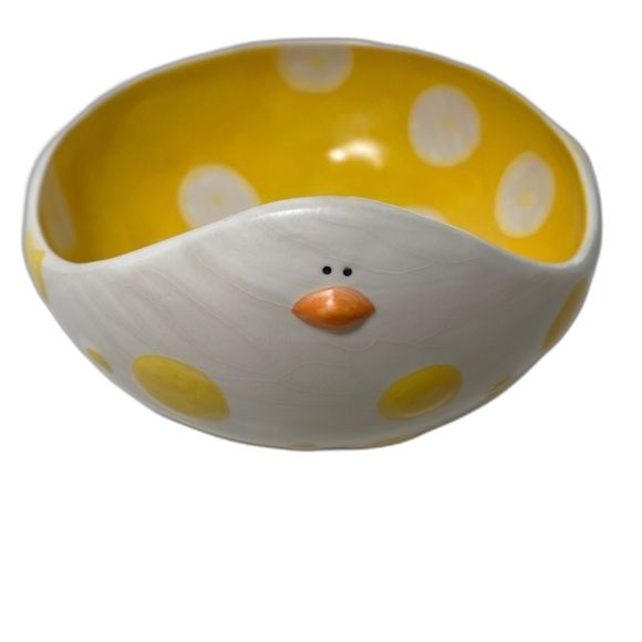 Ganz Set of 3 Baby Chick Egg Cup Holder/Bowl Yellow/White PolkaDots Ganz NEW - Picture 10 of 11